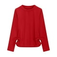 thumbnail image 4 of yocbz Cute Tops for Teen Girls Girls Long Sleeve Solid Shirts Cute Crewnecks Tops Dressy Casual Blouses Clothes Round Neck Shirts Red,Size for 13-14 Years, 4 of 6