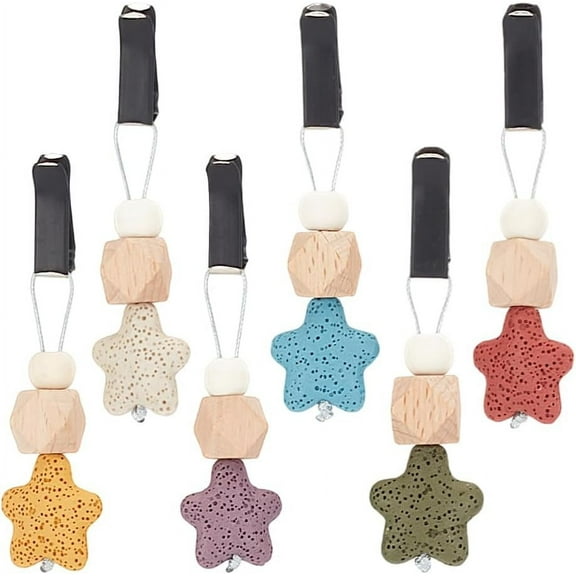 1Set 6Colors Star Wood Car Diffuser Car Diffuser Vent Clip 6pcs Lava Rock Felt Essential Oil Car Diffuser with Plastic Clip Car Air Vent Clips Boho Car Accessories for Women Interior Car Decor