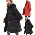 thumbnail image 6 of XIMIN Kid Girls Full Length Long Puffer Down Coat Zip Parka Removable Hood Buttoned Slit Hem Thickened Quilted Padded Jacket Winter Warm Outerwear, 6 of 8