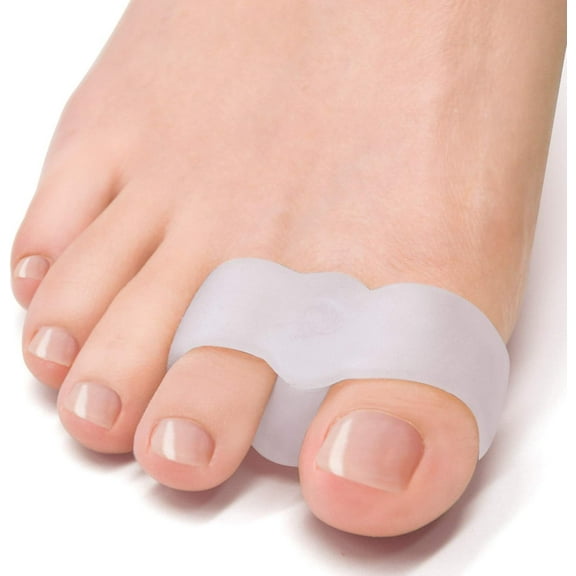 Rongsi Pack of 10 Bunion Corrector, Toe Separators with 2 Loops, Big Toe Spacer Suitable for Bunion and Overlap Toe (White)