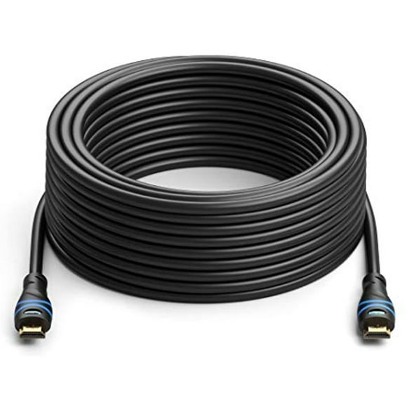 BlueRigger Câble HDMI 4K (Cordon de 50 Pieds, Noir, 4K 30Hz, Haute Vitesse, Homologué CL3 Intégré)