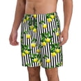 thumbnail image 2 of Naloa Lemons on Striped Men's Beach Shorts, Surfing shorts, Swim trunks, Quick Dry Swim Trunks for Surfing Beach Fun - 3X-Large, 2 of 9