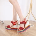thumbnail image 3 of SACFOF Womens Wedge Sandals Ankle Strap Espadrille Wedge Heels Sandals Peep Toe Gladiator Platform Casual Dressy Sandals, 3 of 6