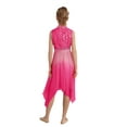 thumbnail image 2 of SiiRoh Girls Glittery Sequin Lyrical Praise Dance Dress Gradient Color Liturgical Worship Tunic Hot Pink 14, 2 of 5