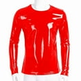 thumbnail image 2 of Men Sexy Leather T-Shirt, Plus Size S-7XL, Glossy PVC Leather, Shiny Latex Long Sleeve Coat for Male, 2 of 6