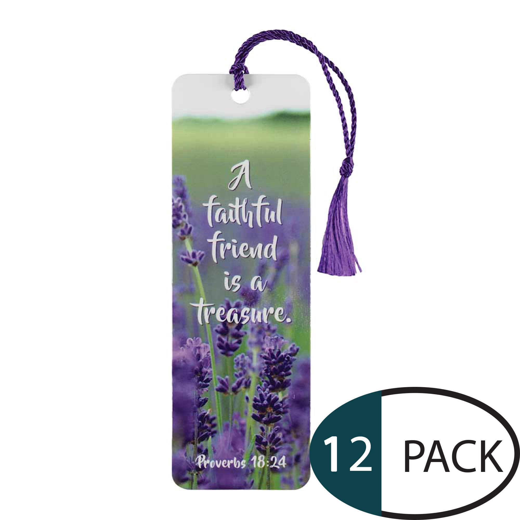 Dicksons Faithful Friend is Treasure Lavender Cardstock Tassel Bookmark Tags Pack of 12