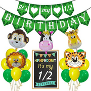 Jungle Theme Best Half B-day Decorations Balloons Items Combo (36 Pcs)Animals Theme