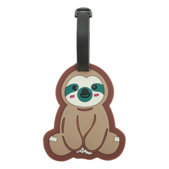 Unique Bargains 1 Pc Sitting Sloth Luggage Tag for Travelling Light Brown Soft Rubber