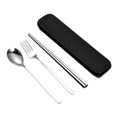 thumbnail image 2 of SPRING PARK 5Pcs/Set Portable Lunch Utensils Set for Work Office School, 304 Reusable Stainless Steel Flatware Cutlery Set with Case, 2 of 7