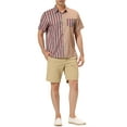 thumbnail image 2 of Lars Amadeus Men's Summer Striped Patchwork Short Sleeves Hawaiian Shirt, 2 of 6