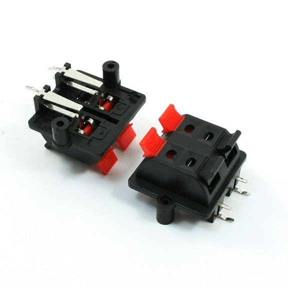 Double Row 2 Black 2 Red 4 Positions Speaker Terminal Plate 4P 2 Pcs