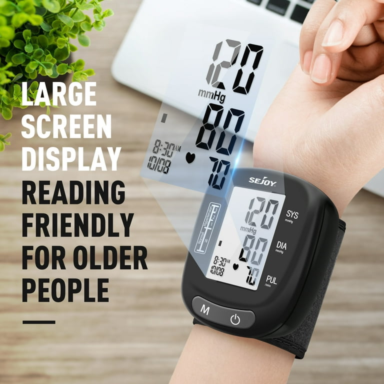 Sejoy Wrist Blood Pressure Monitor, Digital BP Machine, Automatic Home High Blood  Pressure Machine with Adjustable Cuff 