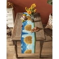 thumbnail image 4 of Yellow Tree Leaves Burlap Cotton Table Runner 13x60 Inches Long, Gradient Blue Sky Retro Watercolor Farmhouse Table Runners, Outdoor Dining Tablecloths Decor for Baby Shower/Party/Wedding, 4 of 6