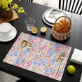 thumbnail image 4 of Pink Pioneer Flower Pattern Summer Placemats Table Placemats Set Of 4-Linen Kitchen Washable Placemats Table Mats 11.8"x17.7" Non-Slip Heat Resistant, 4 of 6