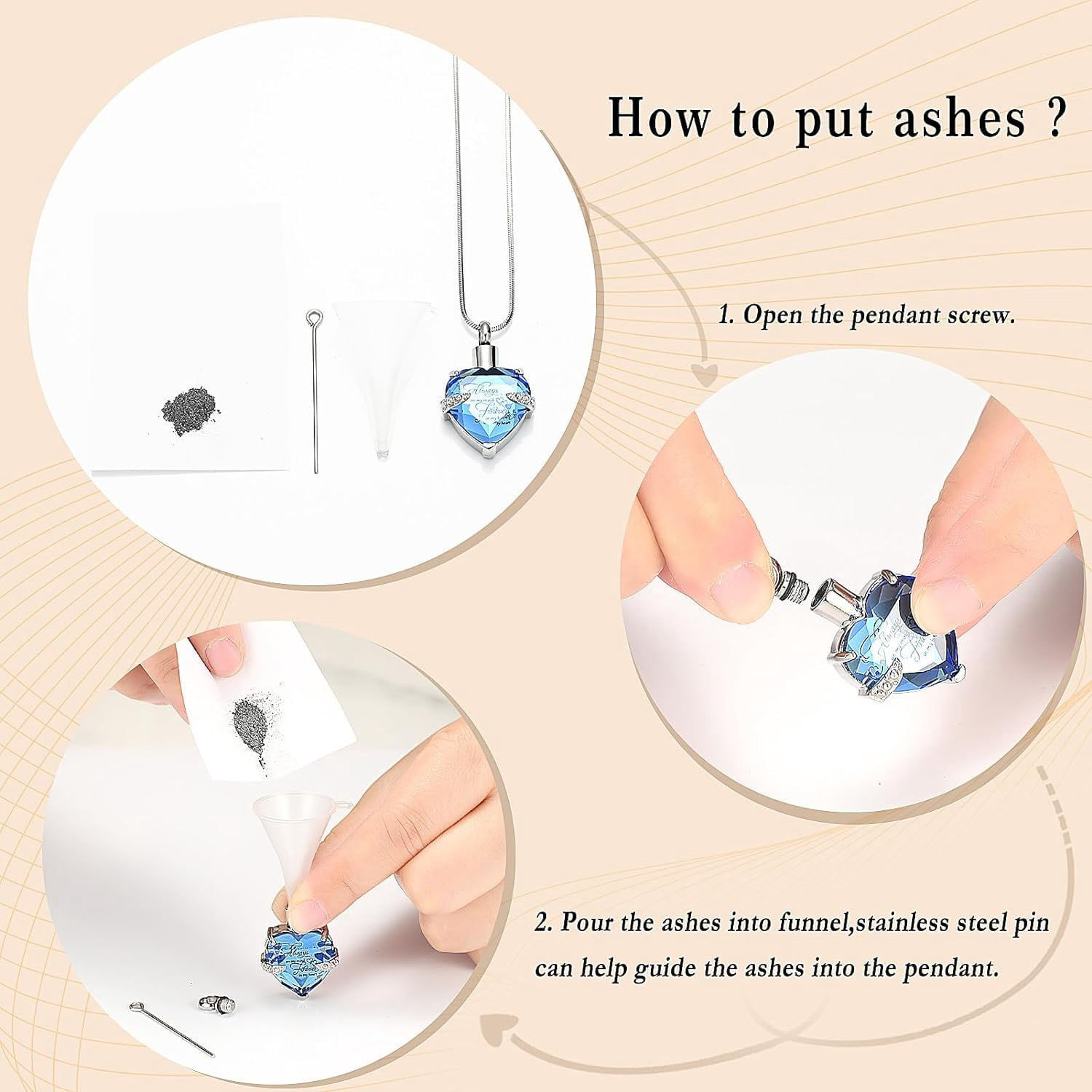 5 Pcs Urn Necklace for Ashes Heart Cross Cubic Stainless Steel Cremation Memorial Keepsake Locket for Women Men Loved Ones