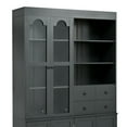 thumbnail image 5 of 47.2 inch Buffet with Hutch, Farmhouse Style Freestanding Kitchen Pantry Cabinet with 4 Drawers, Glass Doors and Pull-out Trays for Dining Room Storage, Gray, 5 of 12