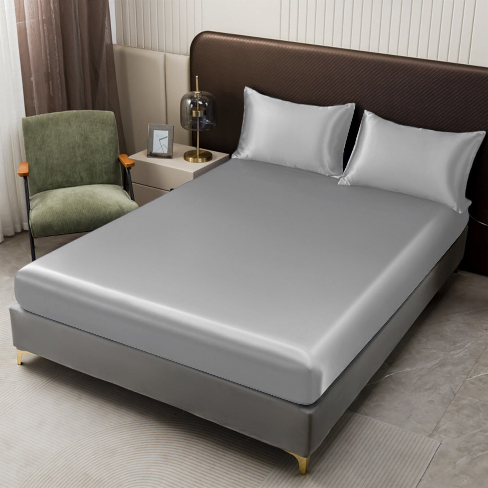 SouMaox Satin Silk Bedding, Matte Solid Texture, Pillowcase, Enhance Bedroom Comfort for Guest Room Suites
