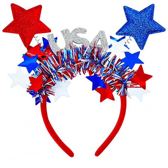 OQRKI 4Th of July Red White Blue Headband 250Th Anniversary Independence Day Patriotic Accessories for Women Hair Bands