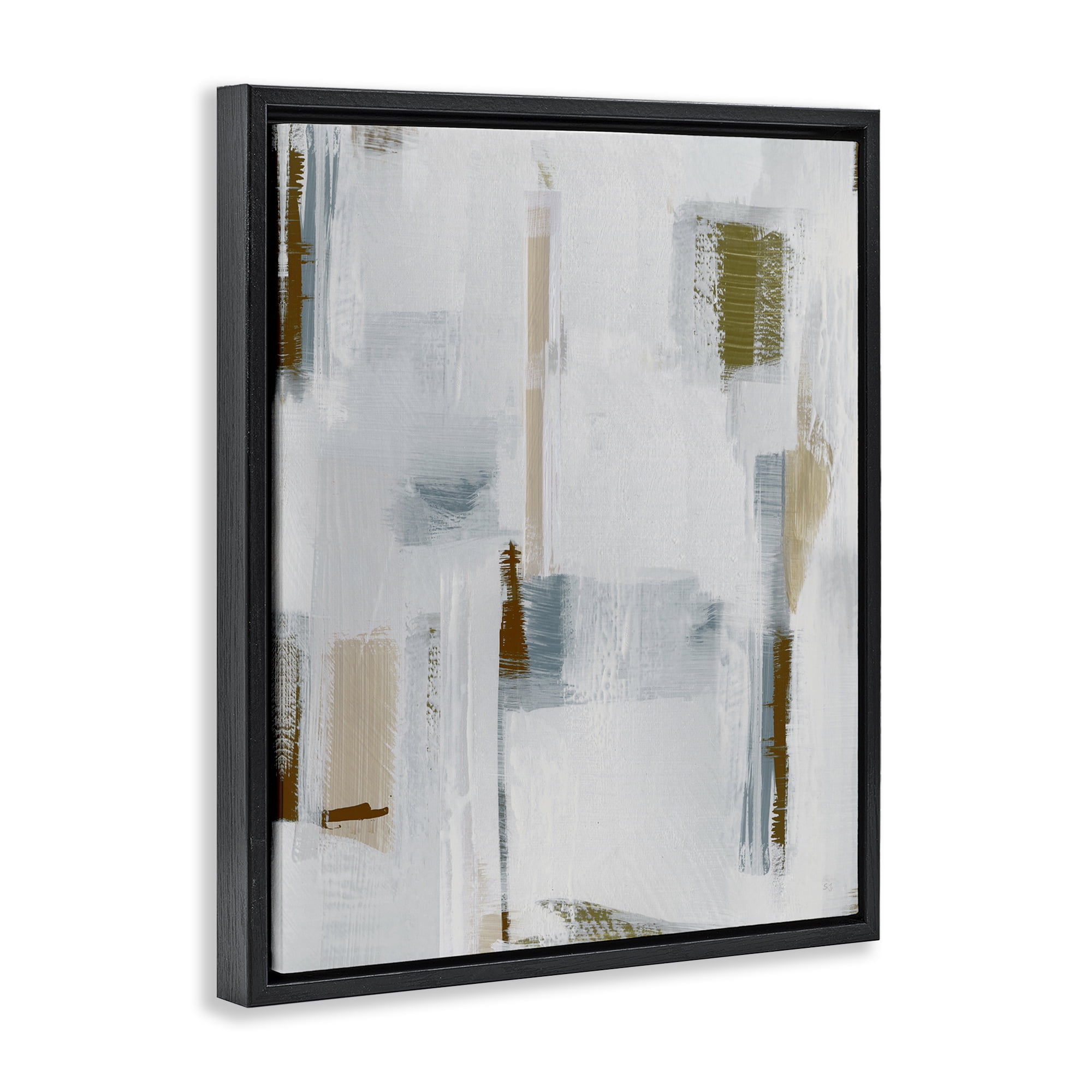 Stupell Industries Abstract with Subtle Forms Abstract Painting Black Floater Framed Canvas Art Print Wall Art, 25 x 31