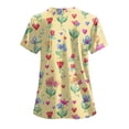 thumbnail image 6 of COMVALUE Scrub Tops Women Short Sleeve Plus Size V Neck Fun Printed Scrubs Top Medical Nursing Uniforms with Pockets (Yellow, L), 6 of 7
