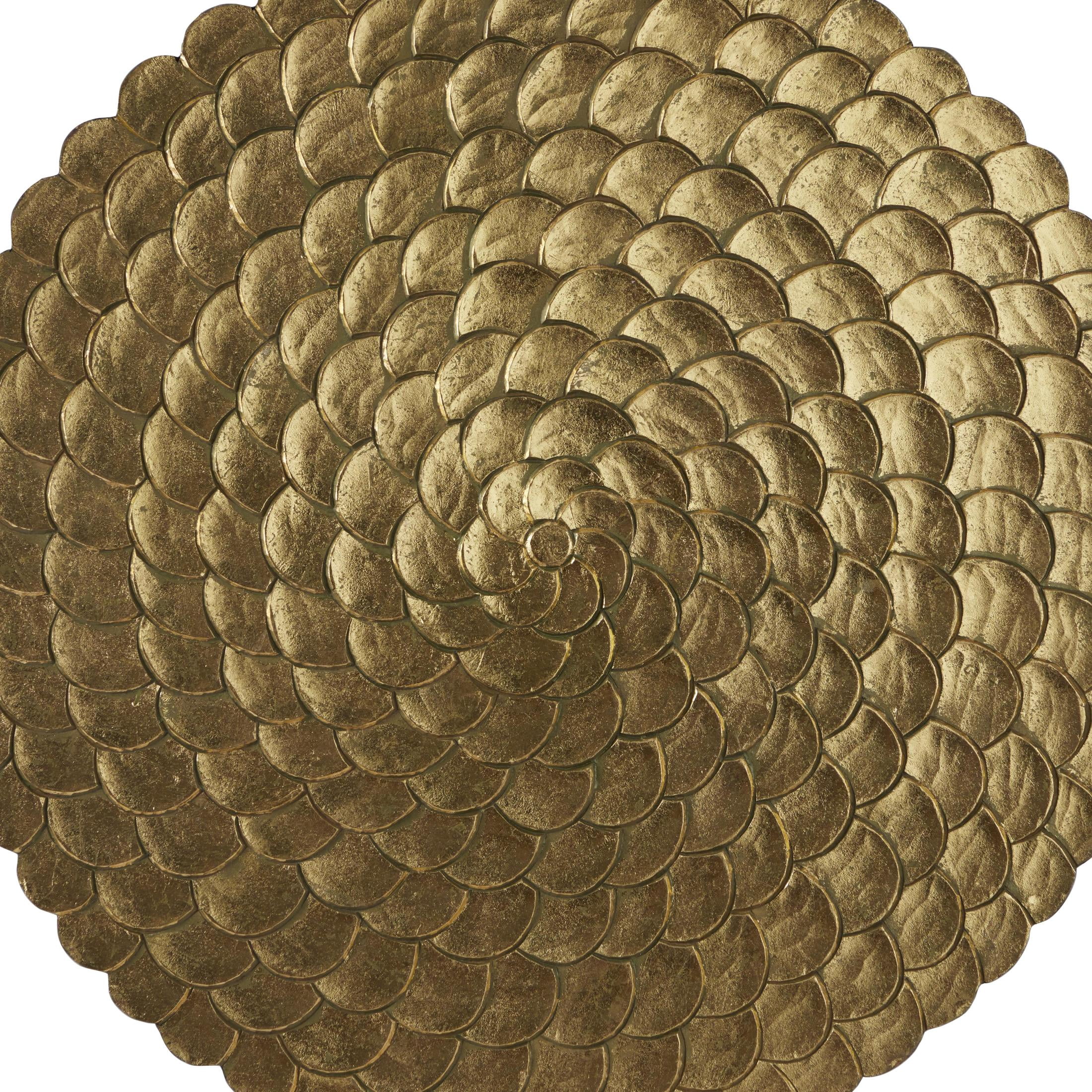 DecMode Gold Wood Carved Radial Plate Wall Decor