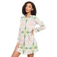 thumbnail image 3 of FORMRS Womens Long Sleeve Nightgowns Crew Neck Sleep Shirt Soft Pajamas Sizes S-3XL, Retro Yellow Stars, 3 of 8