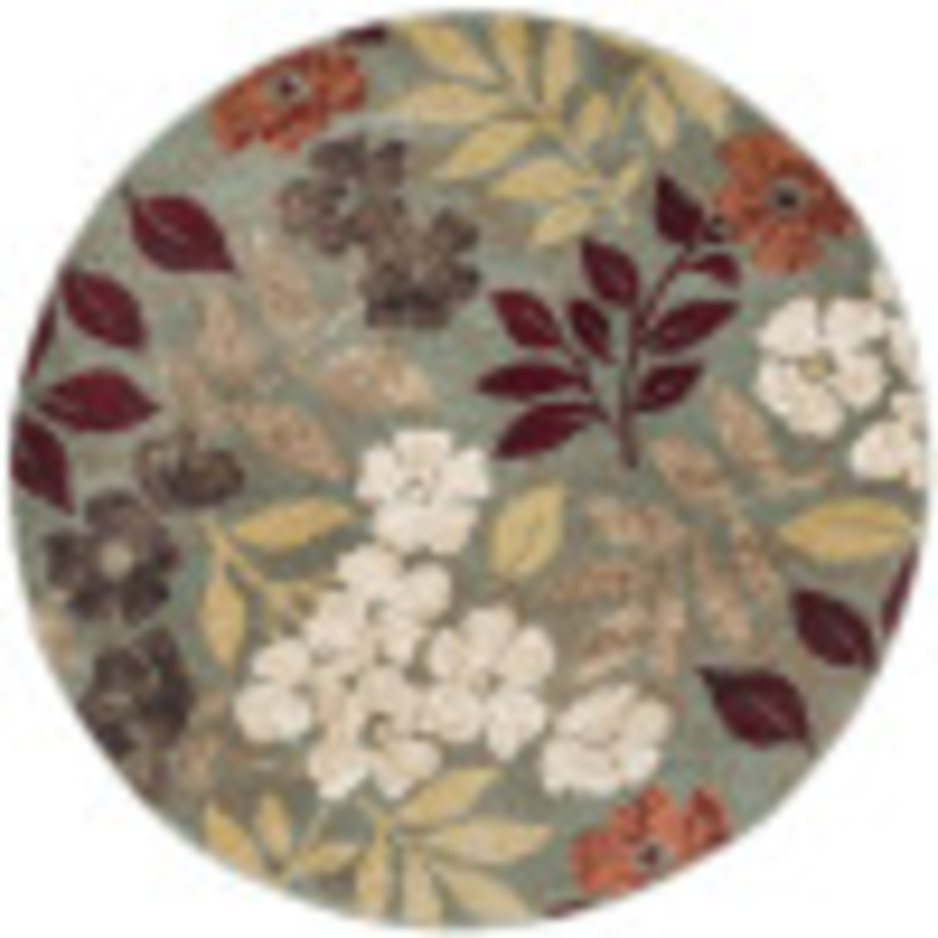 Deco Transitional 8' Round Seafoam and Red Polypropylene Indoor Area Rug