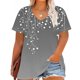 thumbnail image 2 of Camisetas Casuales de las Mujeres Más Tamaño V-Cuello Impresión Manga Corta Color Sólido Base de Verano Superior, Ligero para Diario, 2 of 9