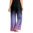 thumbnail image 4 of Pajama Pants with Drawstring Elastic Waist, Geometric Print Sleepwear, Comfortable Straight Leg Loose Lounge Pants for Women, Modern Design,Light Purple,M, 4 of 4