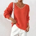 thumbnail image 7 of Lenpel Sweaters for Women Lantern Long Sleeve V Neck Chunky Knit Pullover Sweater Tops Casual Loose Sweaters(Orange,X-Large), 7 of 7