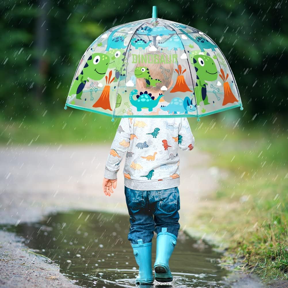 MGH 2 PCS Kids Clear Umbrellas for Rain Dome Bubble Umbrella Windproof for Toddler Boys Girls