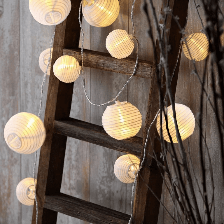 Decorative String Lights 10 LED White Nylon Lantern, Outdoor Waterproof  String Lights, Hanging Lanterns for Patio Wedding Party Indoor Outdoor  Decor 