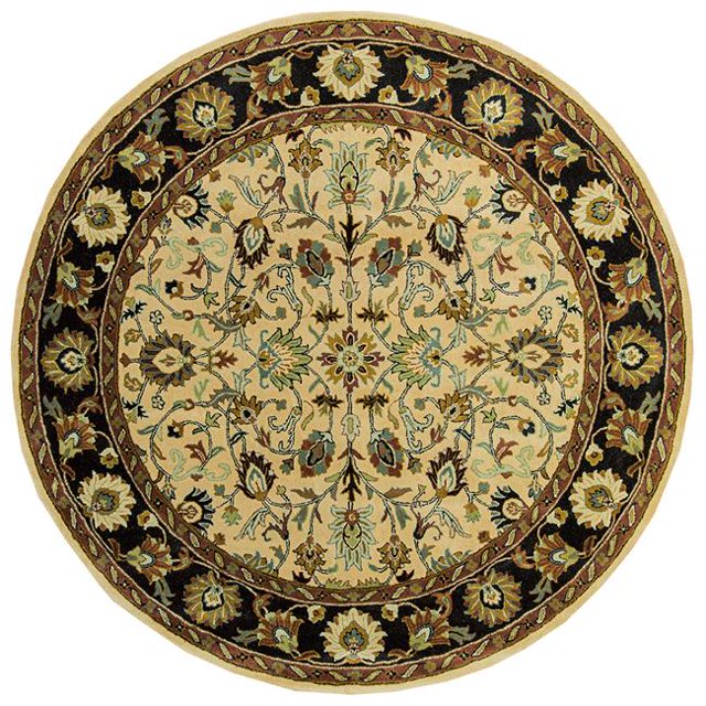 Due Process Stable Trading Touffeté Beige & Noir Zone Ronde Tapis&44; 6 x 6 Pi.