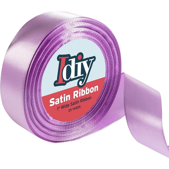 iDIY Satin Ribbon (1", 25 Yards) No Wire, DIY Arts & Crafts, Gift Wrapping Baskets, Wedding Decor, Sewing Projects, Party Decorative Embellishment, Hair Bows, Floral, Baby Showers, Wreath (Lilac)