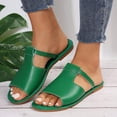 thumbnail image 2 of DeHolifer Women's Cut Out Slide Sandals Trendy Faux Leather Flat Slide Sandals,Lightweight Slip On Outdoor Shoes, 2 of 4