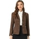 thumbnail image 1 of Chaqueta de Gamuza Sintética para Mujer Chaqueta de Cuero con Cuello de Solapa y 2 Botones marrón L, 1 of 5