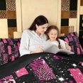 thumbnail image 5 of Manfei Glitter Leopard Print Twin Bedding, Old Fashion Abstract Bedding Comforter Set, Pink Black, Black Reversible, 7-Piece, 5 of 6