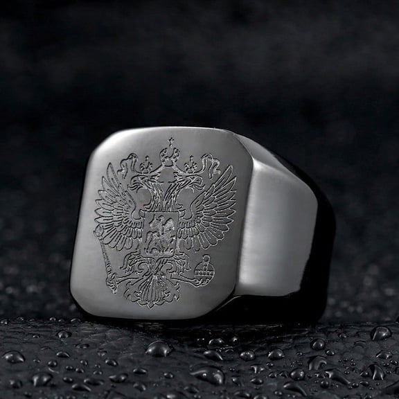 Mens Stainless Steel Ring Double Headed Eagle Zodiac European American Packaging Individually Packed Fashion Ring