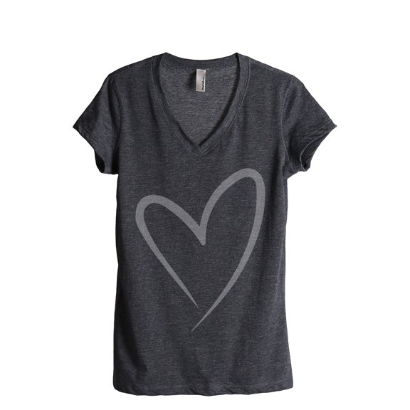 Thread Tank Simply Heart Women's Relaxed V-Neck T-Shirt Tee Charcoal 2X-Large