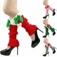 thumbnail image 2 of Leg Warmers for Women Winter Christmas Leg Warmer Knitted Leg Sleeves with Fuzzy Fur Cuffs & Bowknot Plush Ball, 2 of 5