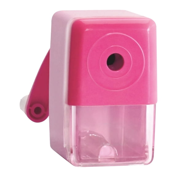 Pencil Sharpeners,Manual Sharpener,Small Handheld Colored Pencil Sharpener,Plastic Sharpener with Transparent Container,Small Handheld Sharpener,Heavy-Duty Desktop Pencil Sharpener,Pink