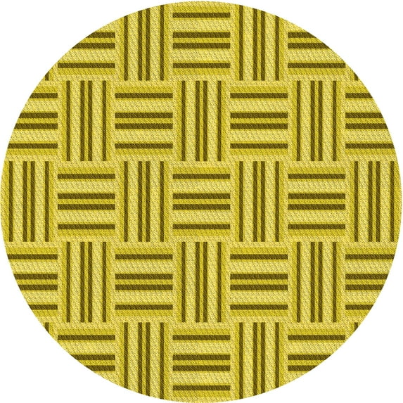 Ahgly Company Indoor Round Patterned Golden Yellow Area Rugs, 5' Round