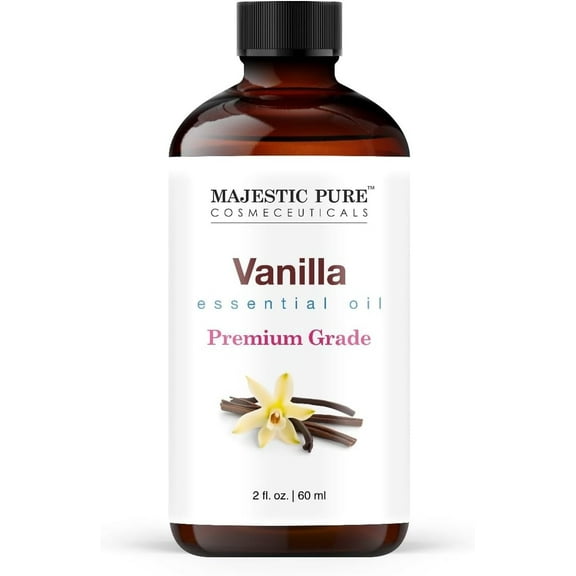 Majestic Pure Vanilla Essential Oil - 2 Fl Oz - 100% Pure and Natural Vanilla Oil - Premium Grade Essential Oils for Diffuser, Aromatherapy, Soap and Candle Making
