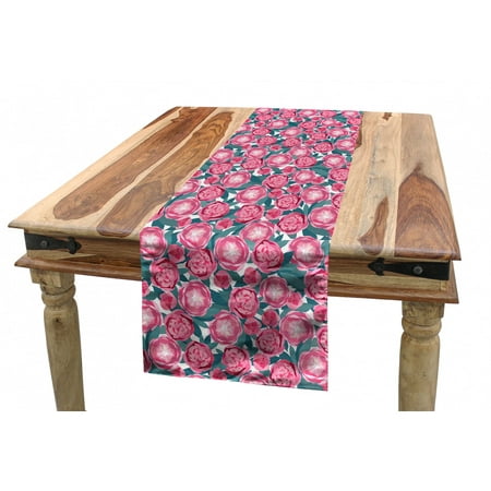 

Floral Table Runner Abstract Pink Flower Blossoms Swirl Tendrils Peonies Print Dining Room Kitchen Rectangular Runner 3 Sizes by Ambesonne