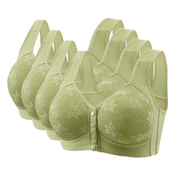 Puntoco Sujetadores sin aros para mujer Sujetador sexy sin aros de acero y sin imán para mujer con copa fina y sujetador de encaje ajustable, ropa interior sexy de 4 piezas