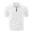 thumbnail image 4 of Mens Knit Polo Shirts Quarter Zip Short Sleeve Textured Casual Golf Shirt Summer Stretchy Slim Fit Collared T Shirts, 4 of 8