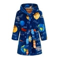 thumbnail image 2 of Dakiuu Boys Girls Bathrobes Todder Boys' Girl'S Fleece Hooded Flannel Robe Childrens Plush Soft Pajamas Sleepwear for Kids with Pockets 2-12 Years, 2 of 7