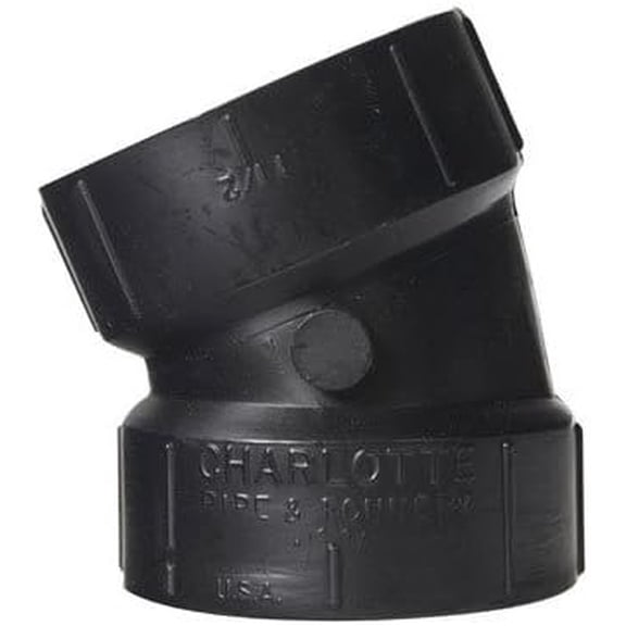 Charlotte Pipe ABS DWV Elbow Fitting - 1.5 In. Hub x Hub - Black, Plastic
