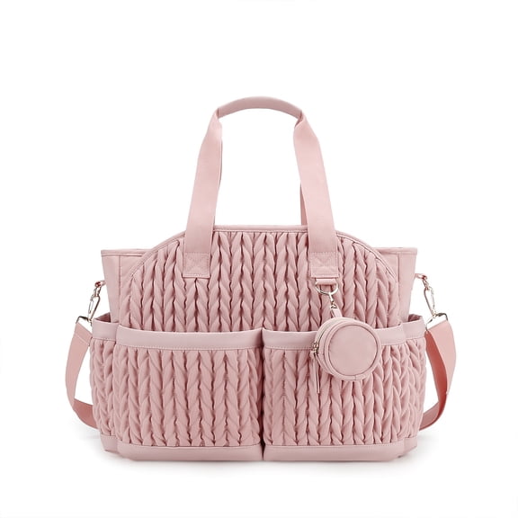 Sunyuer Diaper Bag Tote for Daily Use, Quilted Mommy Bag Function Maternity Bag Diaper Changing Messenger with Shoulder Strap Wet Pocket