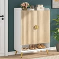 thumbnail image 1 of Tribesigns Shoe Cabinet with Doors, 7-Tier Shoe Storage Cabinet with Adjustable Shelves, Wooden Shoes Rack Shoe Storage Organizer for Entryway, Hallway, Closet, Living Room, 1 of 7